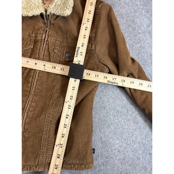 Abercrombie & Fitch Jacket Womens Brown Corduroy Sherpa Lined Full Zip Winter XS - Picture 2 of 8